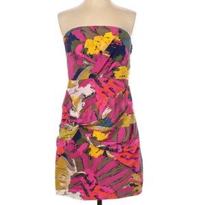 tibi Strapless Silk Dress .Multicolor Mini Dress100% silk